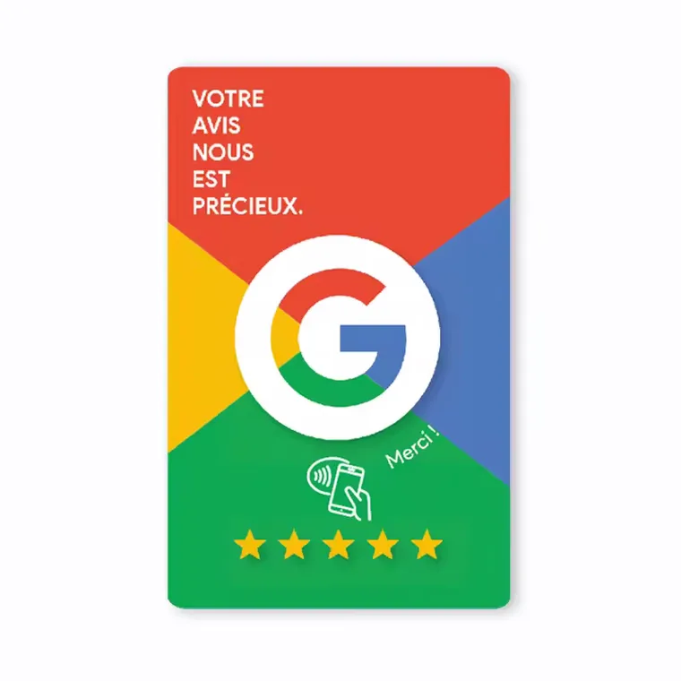 Carte NFC pour avis Google, à coller sur le comptoir